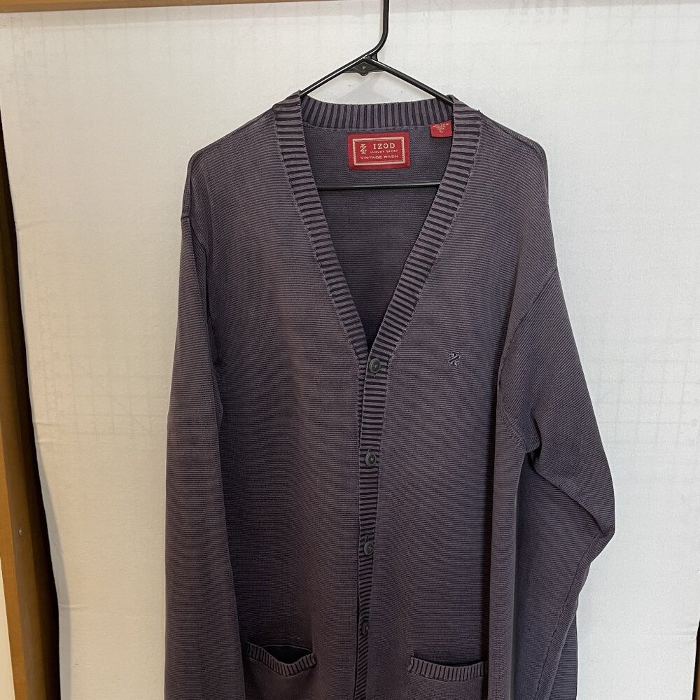 Vintage IZOD Luxury Sport men's  cardigan sweater in size XL, Vintage Wash